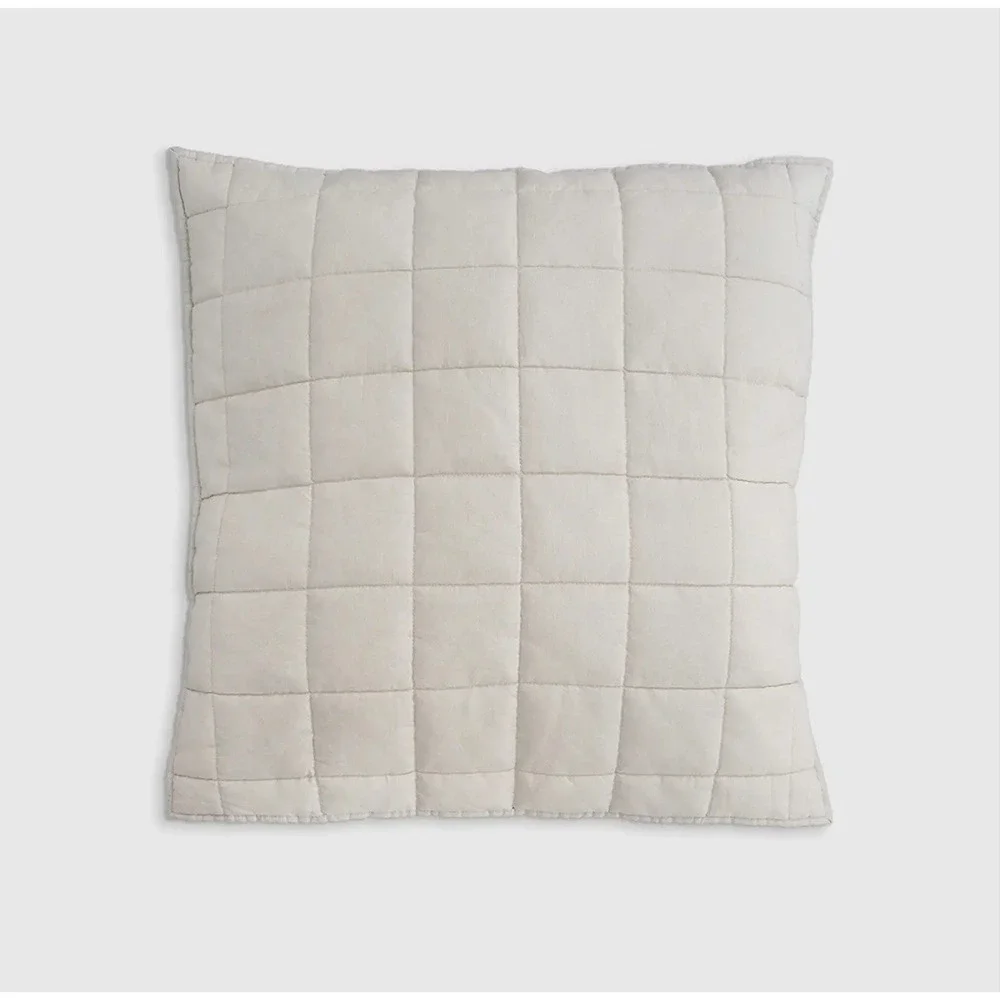 NWOT QUINCE Classic Designer Euro Pillow Sham‎ Linen Box Quilt (1) in Sand